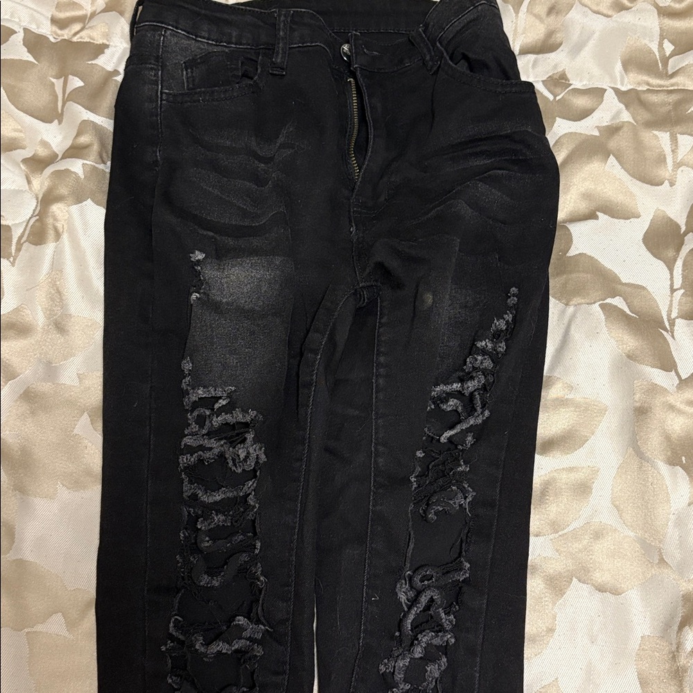 Black Distressed Jeans